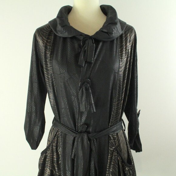 My Pretty Angel Black Zebra Snake Skin Print Detail Belted Cardigan Jacket L - Picture 2 of 6